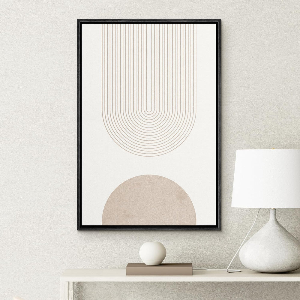 IDEA4WALL Framed Canvas Print Wall Art Sage Green Mid - Century Modern Color Blocks Abstract Shapes Illustrations Modern Art Decorative Minimalist Relax/Cozy Multicolor for Bedroom - 16"x24" Black - From Where - 