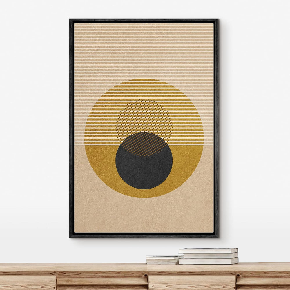 IDEA4WALL Framed Canvas Print Wall Art Sage Green Mid - Century Modern Color Blocks Abstract Shapes Illustrations Modern Art Decorative Minimalist Relax/Cozy Multicolor for Bedroom - 16"x24" Black - From Where - 