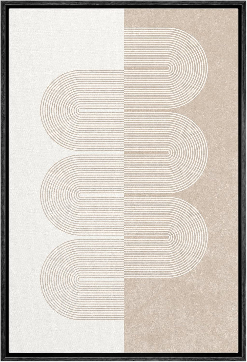 IDEA4WALL Framed Canvas Print Wall Art Sage Green Mid - Century Modern Color Blocks Abstract Shapes Illustrations Modern Art Decorative Minimalist Relax/Cozy Multicolor for Bedroom - 16"x24" Black - From Where - 