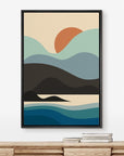 IDEA4WALL Framed Canvas Print Wall Art Sage Green Mid - Century Modern Color Blocks Abstract Shapes Illustrations Modern Art Decorative Minimalist Relax/Cozy Multicolor for Bedroom - 16"x24" Black - From Where - 