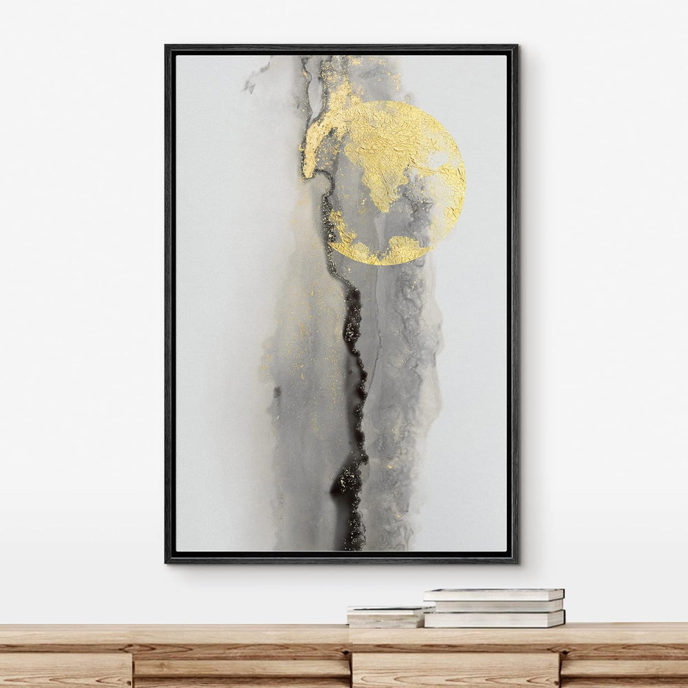 IDEA4WALL Framed Canvas Print Wall Art Sage Green Mid - Century Modern Color Blocks Abstract Shapes Illustrations Modern Art Decorative Minimalist Relax/Cozy Multicolor for Bedroom - 16"x24" Black - From Where - 