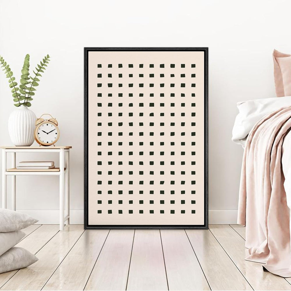 IDEA4WALL Framed Canvas Print Wall Art Sage Green Mid - Century Modern Color Blocks Abstract Shapes Illustrations Modern Art Decorative Minimalist Relax/Cozy Multicolor for Bedroom - 16"x24" Black - From Where - 