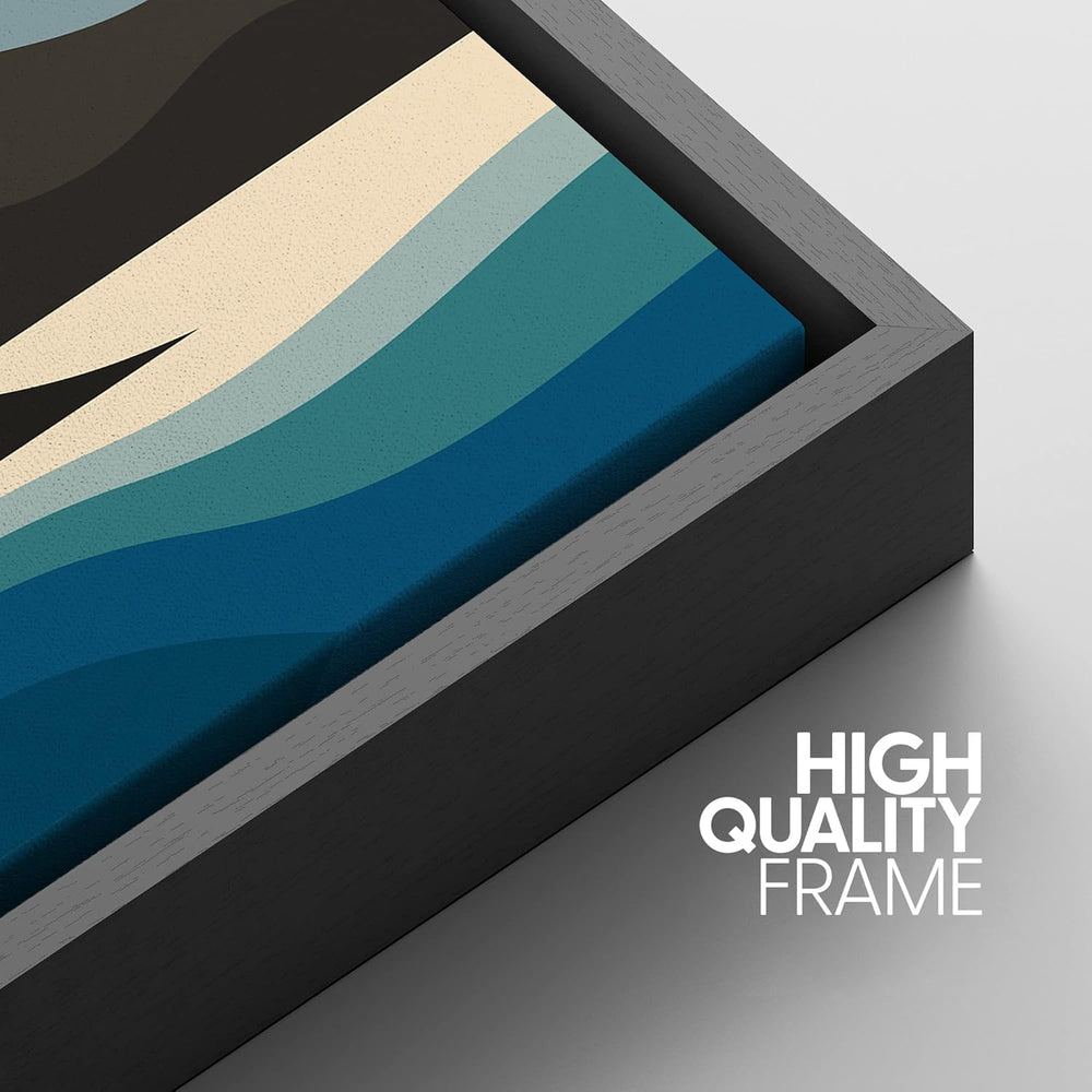 IDEA4WALL Framed Canvas Print Wall Art Sage Green Mid - Century Modern Color Blocks Abstract Shapes Illustrations Modern Art Decorative Minimalist Relax/Cozy Multicolor for Bedroom - 16"x24" Black - From Where - 