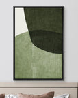 IDEA4WALL Framed Canvas Print Wall Art Sage Green Mid - Century Modern Color Blocks Abstract Shapes Illustrations Modern Art Decorative Minimalist Relax/Cozy Multicolor for Bedroom - 16"x24" Black - From Where - 