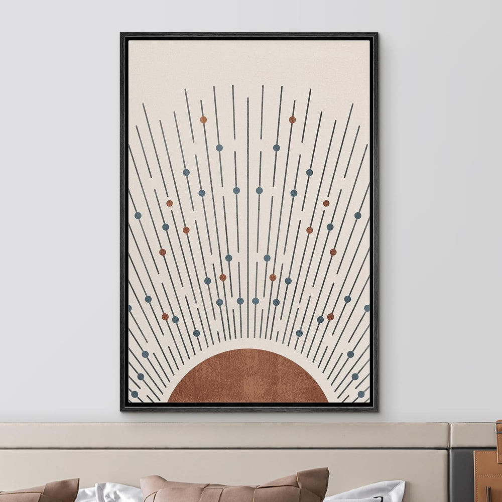 IDEA4WALL Framed Canvas Print Wall Art Sage Green Mid - Century Modern Color Blocks Abstract Shapes Illustrations Modern Art Decorative Minimalist Relax/Cozy Multicolor for Bedroom - 16"x24" Black - From Where - 