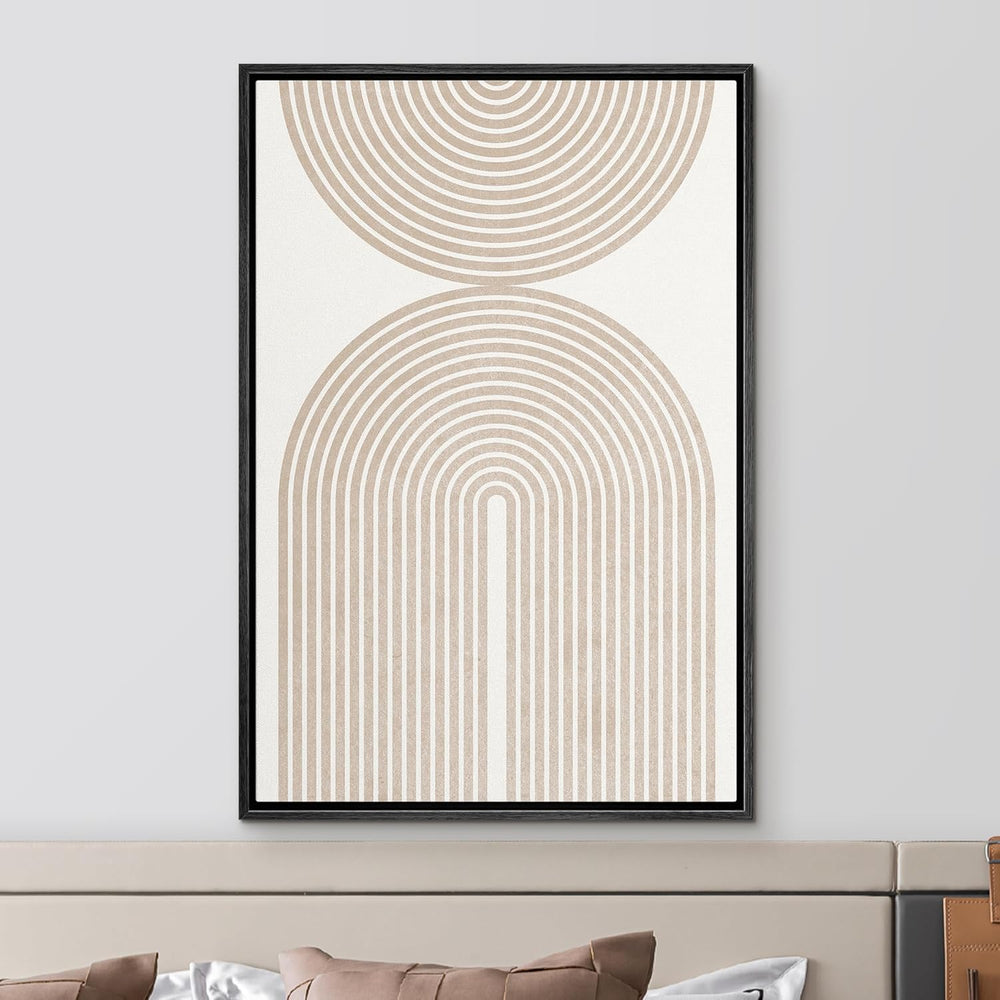 IDEA4WALL Framed Canvas Print Wall Art Sage Green Mid - Century Modern Color Blocks Abstract Shapes Illustrations Modern Art Decorative Minimalist Relax/Cozy Multicolor for Bedroom - 16"x24" Black - From Where - 