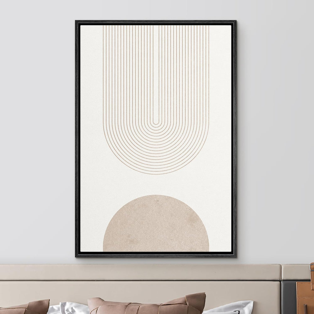 IDEA4WALL Framed Canvas Print Wall Art Sage Green Mid - Century Modern Color Blocks Abstract Shapes Illustrations Modern Art Decorative Minimalist Relax/Cozy Multicolor for Bedroom - 16"x24" Black - From Where - 