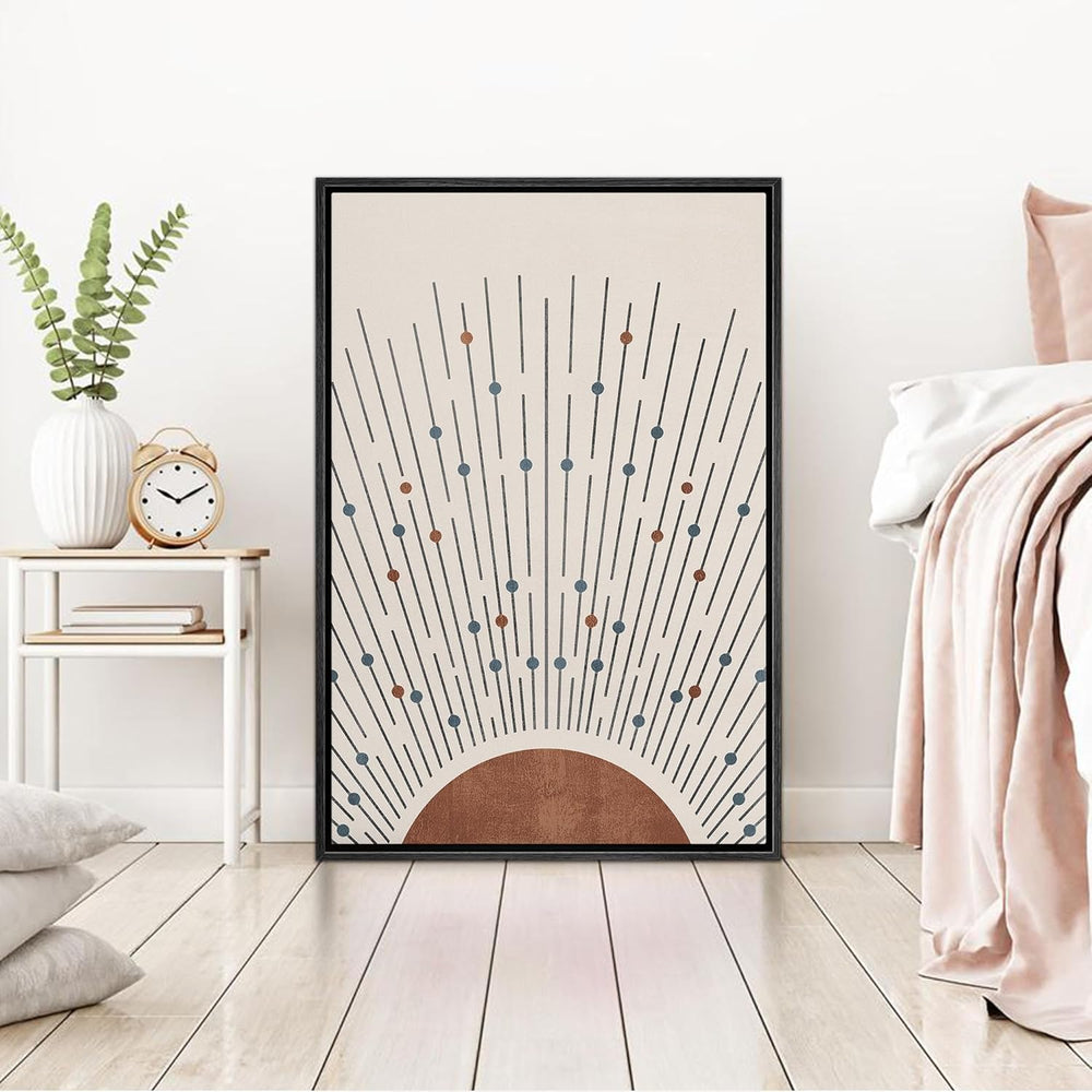 IDEA4WALL Framed Canvas Print Wall Art Sage Green Mid - Century Modern Color Blocks Abstract Shapes Illustrations Modern Art Decorative Minimalist Relax/Cozy Multicolor for Bedroom - 16"x24" Black - From Where - 