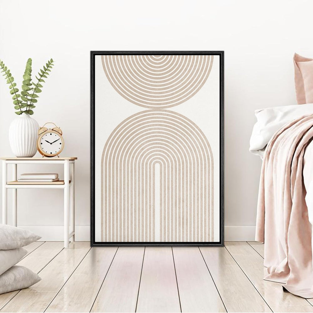 IDEA4WALL Framed Canvas Print Wall Art Sage Green Mid - Century Modern Color Blocks Abstract Shapes Illustrations Modern Art Decorative Minimalist Relax/Cozy Multicolor for Bedroom - 16"x24" Black - From Where - 