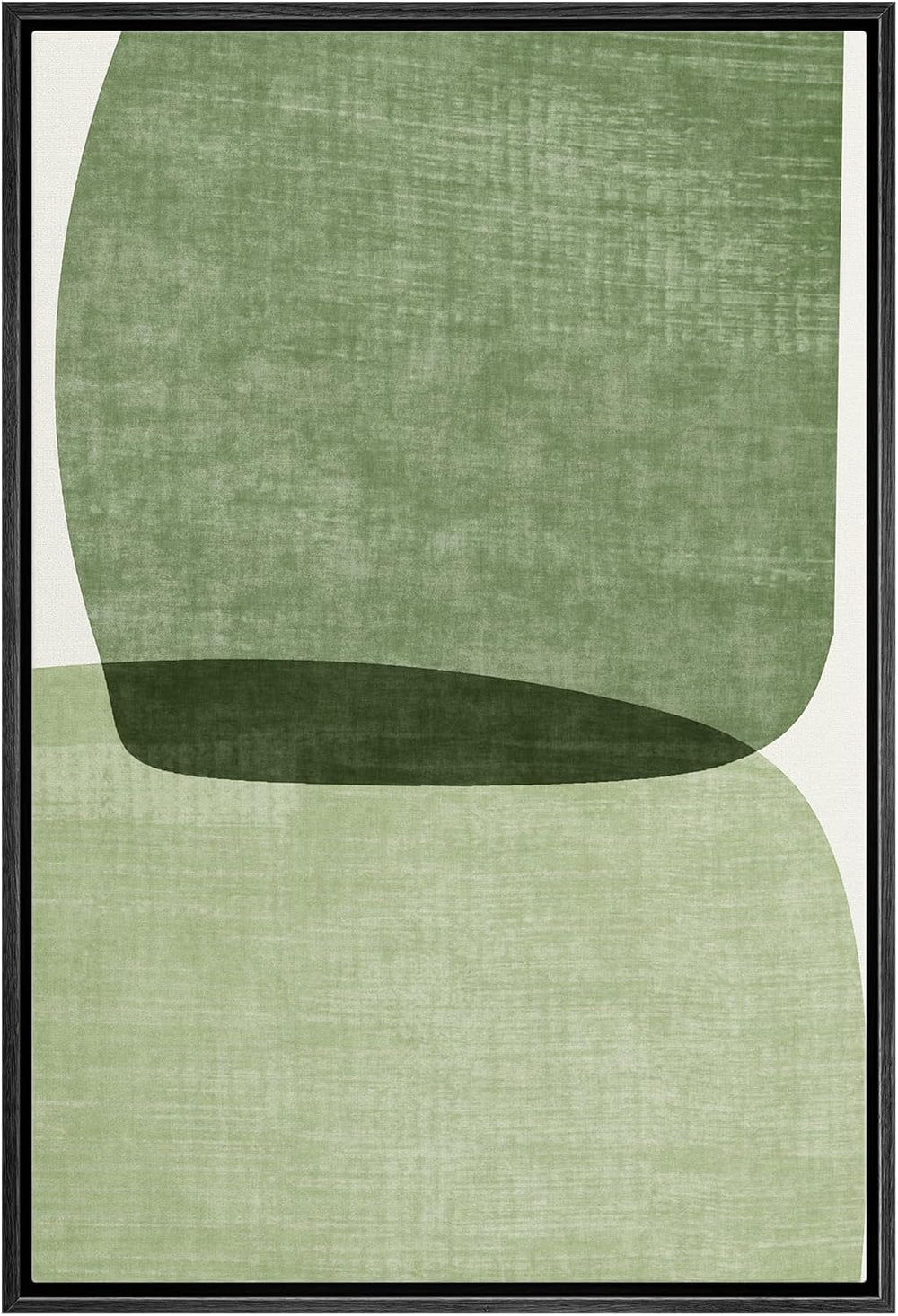 IDEA4WALL Framed Canvas Print Wall Art Sage Green Mid - Century Modern Color Blocks Abstract Shapes Illustrations Modern Art Decorative Minimalist Relax/Cozy Multicolor for Bedroom - 16"x24" Black - From Where - 