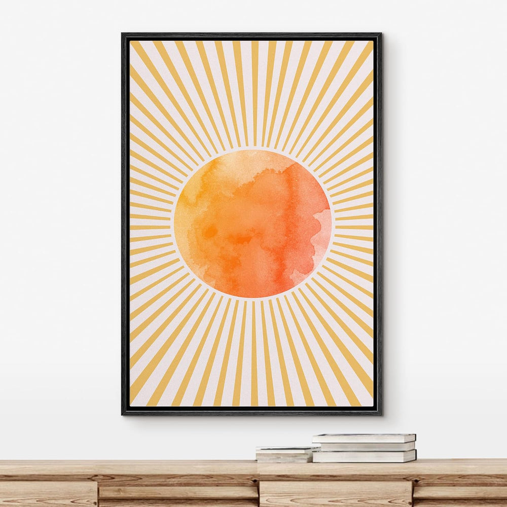 IDEA4WALL Framed Canvas Print Wall Art Sage Green Mid - Century Modern Color Blocks Abstract Shapes Illustrations Modern Art Decorative Minimalist Relax/Cozy Multicolor for Bedroom - 16"x24" Black - From Where - 