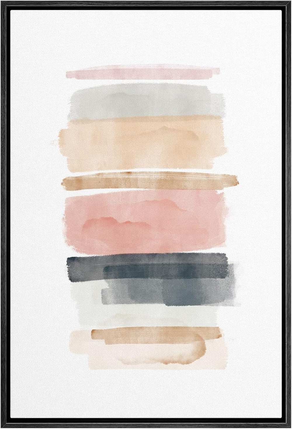 IDEA4WALL Framed Canvas Print Wall Art Sage Green Mid - Century Modern Color Blocks Abstract Shapes Illustrations Modern Art Decorative Minimalist Relax/Cozy Multicolor for Bedroom - 16"x24" Black - From Where - 