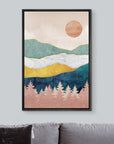 IDEA4WALL Framed Canvas Print Wall Art Sage Green Mid - Century Modern Color Blocks Abstract Shapes Illustrations Modern Art Decorative Minimalist Relax/Cozy Multicolor for Bedroom - 16"x24" Black - From Where - 