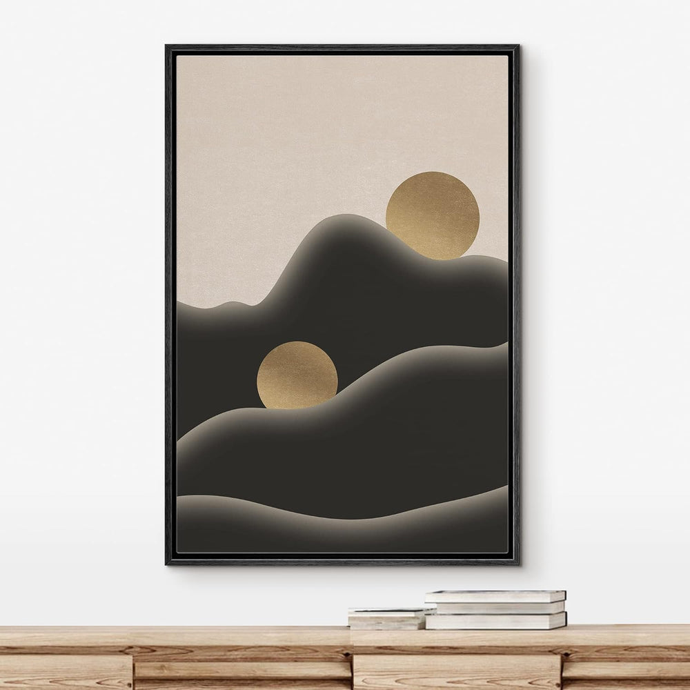 IDEA4WALL Framed Canvas Print Wall Art Sage Green Mid - Century Modern Color Blocks Abstract Shapes Illustrations Modern Art Decorative Minimalist Relax/Cozy Multicolor for Bedroom - 16"x24" Black - From Where - 