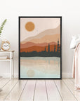 IDEA4WALL Framed Canvas Print Wall Art Sage Green Mid - Century Modern Color Blocks Abstract Shapes Illustrations Modern Art Decorative Minimalist Relax/Cozy Multicolor for Bedroom - 16"x24" Black - From Where - 