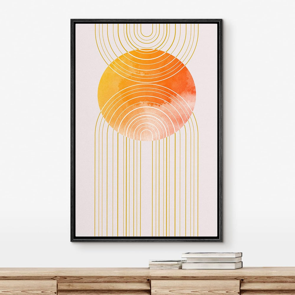 IDEA4WALL Framed Canvas Print Wall Art Sage Green Mid - Century Modern Color Blocks Abstract Shapes Illustrations Modern Art Decorative Minimalist Relax/Cozy Multicolor for Bedroom - 16"x24" Black - From Where - 