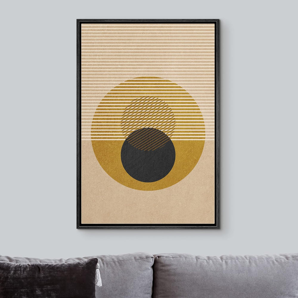 IDEA4WALL Framed Canvas Print Wall Art Sage Green Mid - Century Modern Color Blocks Abstract Shapes Illustrations Modern Art Decorative Minimalist Relax/Cozy Multicolor for Bedroom - 16"x24" Black - From Where - 