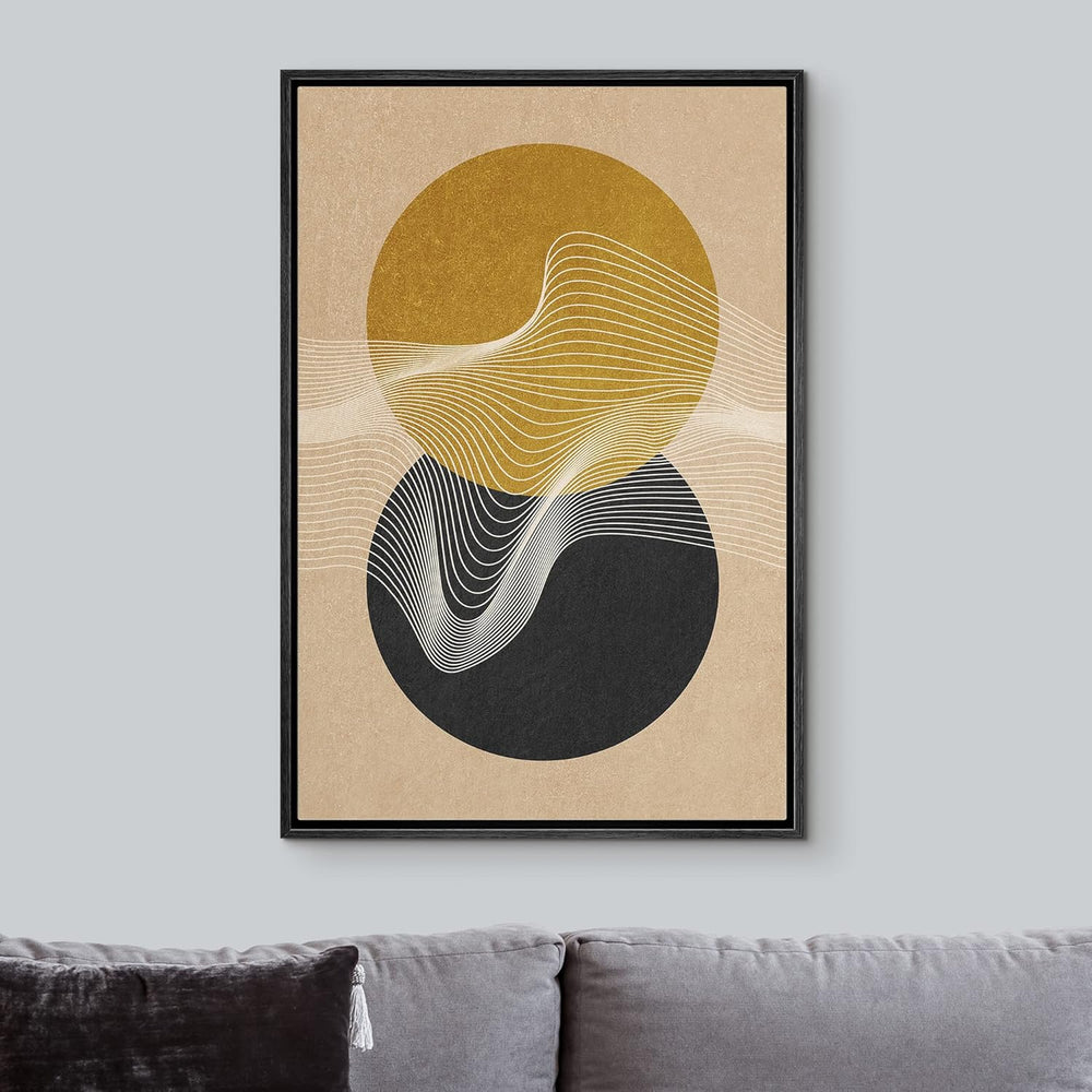 IDEA4WALL Framed Canvas Print Wall Art Sage Green Mid - Century Modern Color Blocks Abstract Shapes Illustrations Modern Art Decorative Minimalist Relax/Cozy Multicolor for Bedroom - 16"x24" Black - From Where - 