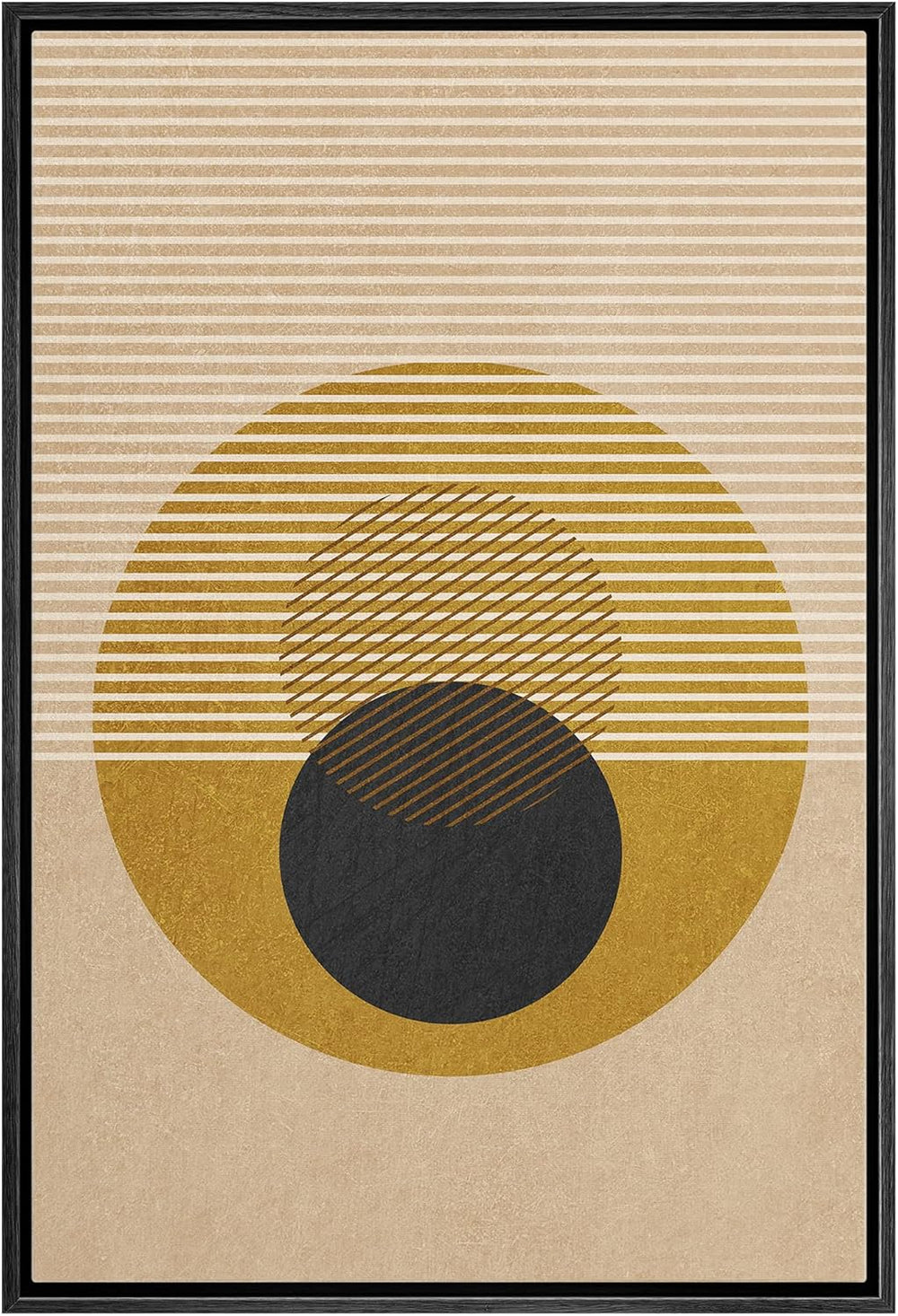 IDEA4WALL Framed Canvas Print Wall Art Sage Green Mid - Century Modern Color Blocks Abstract Shapes Illustrations Modern Art Decorative Minimalist Relax/Cozy Multicolor for Bedroom - 16"x24" Black - From Where - 