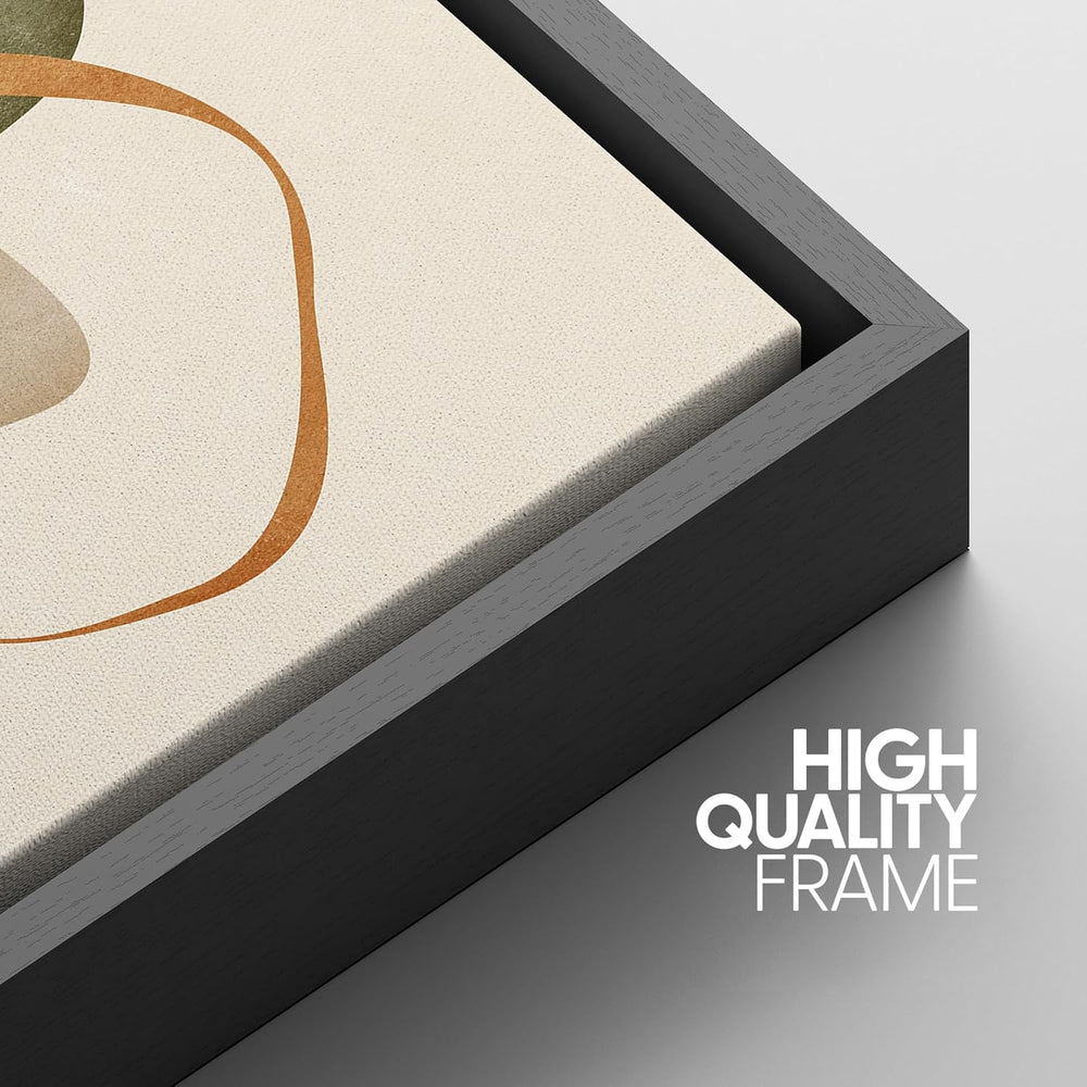 IDEA4WALL Framed Canvas Print Wall Art Sage Green Mid - Century Modern Color Blocks Abstract Shapes Illustrations Modern Art Decorative Minimalist Relax/Cozy Multicolor for Bedroom - 16"x24" Black - From Where - 