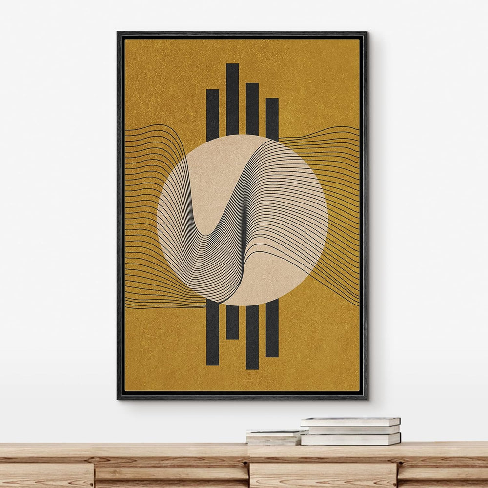 IDEA4WALL Framed Canvas Print Wall Art Sage Green Mid - Century Modern Color Blocks Abstract Shapes Illustrations Modern Art Decorative Minimalist Relax/Cozy Multicolor for Bedroom - 16"x24" Black - From Where - 