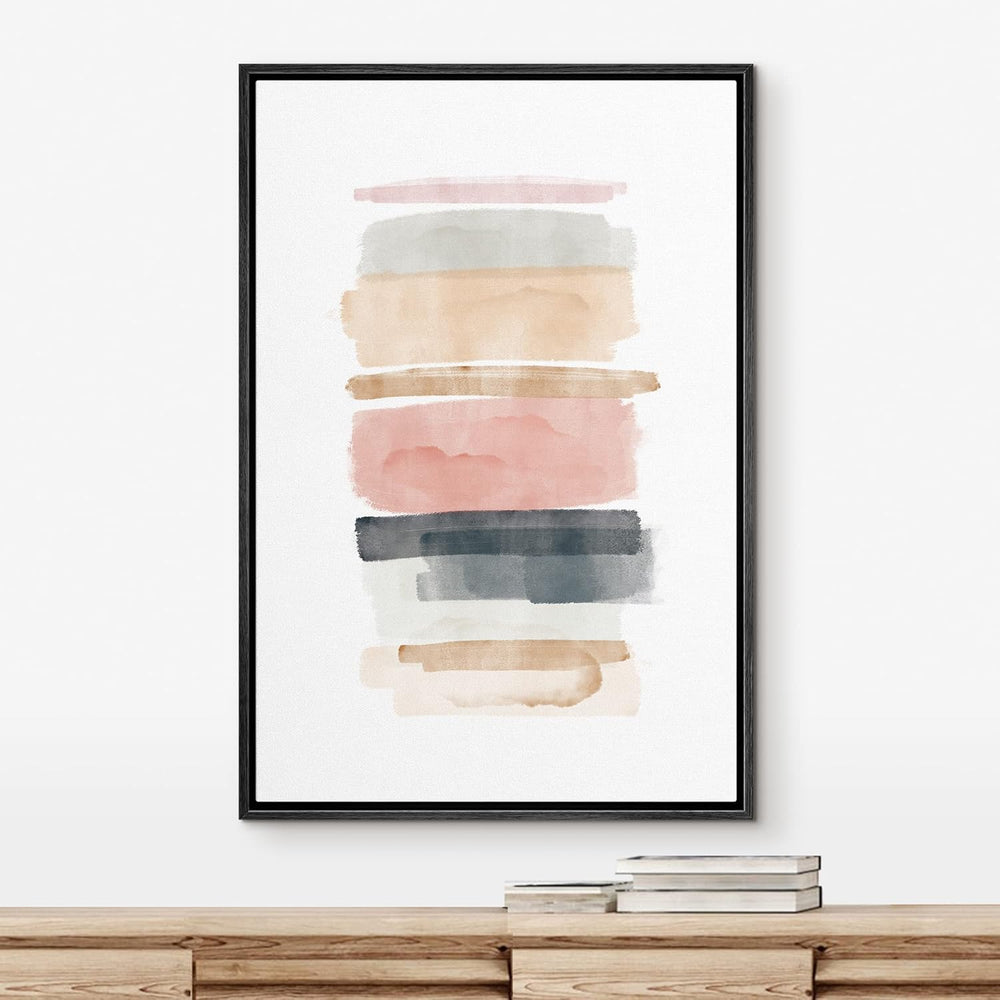 IDEA4WALL Framed Canvas Print Wall Art Sage Green Mid - Century Modern Color Blocks Abstract Shapes Illustrations Modern Art Decorative Minimalist Relax/Cozy Multicolor for Bedroom - 16"x24" Black - From Where - 