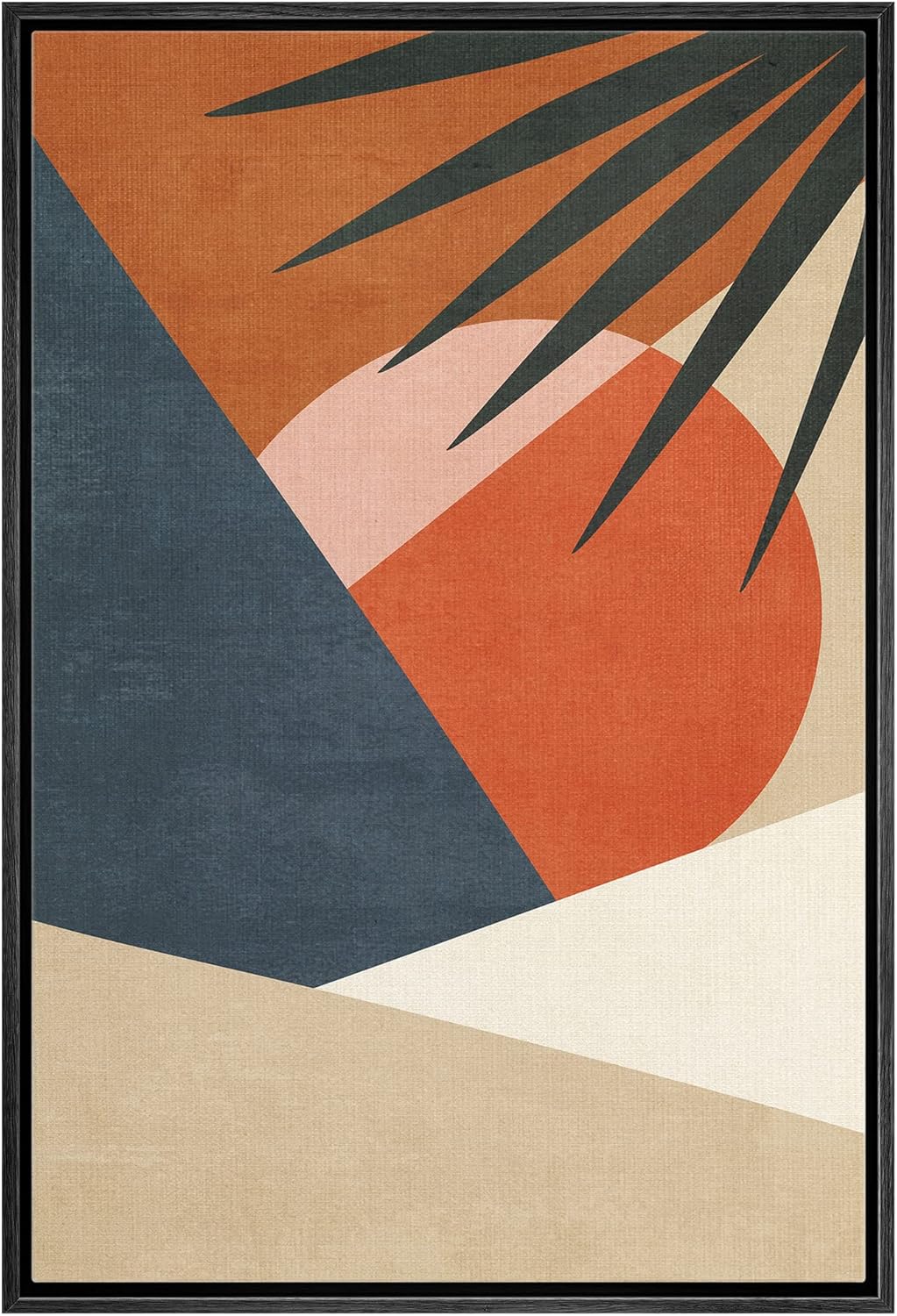 IDEA4WALL Framed Canvas Print Wall Art Sage Green Mid - Century Modern Color Blocks Abstract Shapes Illustrations Modern Art Decorative Minimalist Relax/Cozy Multicolor for Bedroom - 16&quot;x24&quot; Black - From Where - 
