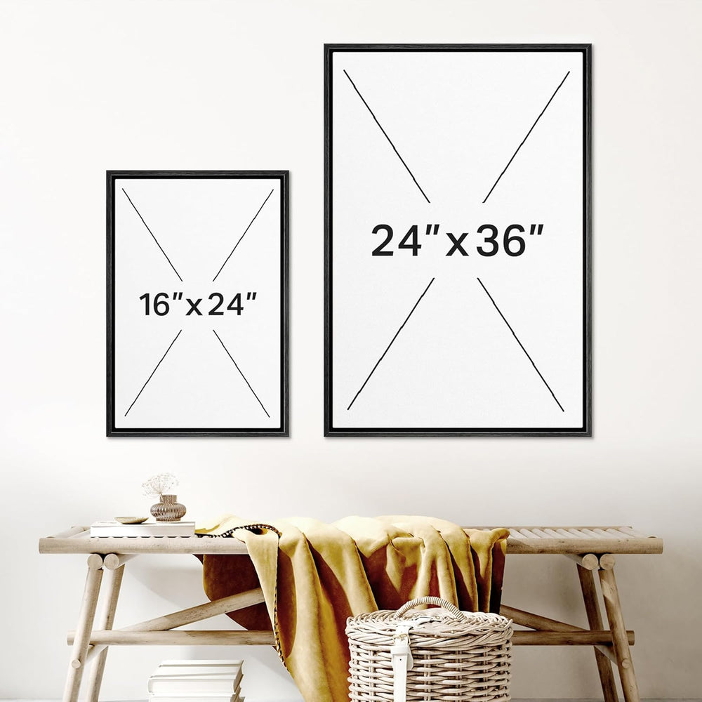 IDEA4WALL Framed Canvas Print Wall Art Sage Green Mid - Century Modern Color Blocks Abstract Shapes Illustrations Modern Art Decorative Minimalist Relax/Cozy Multicolor for Bedroom - 16"x24" Black - From Where - 