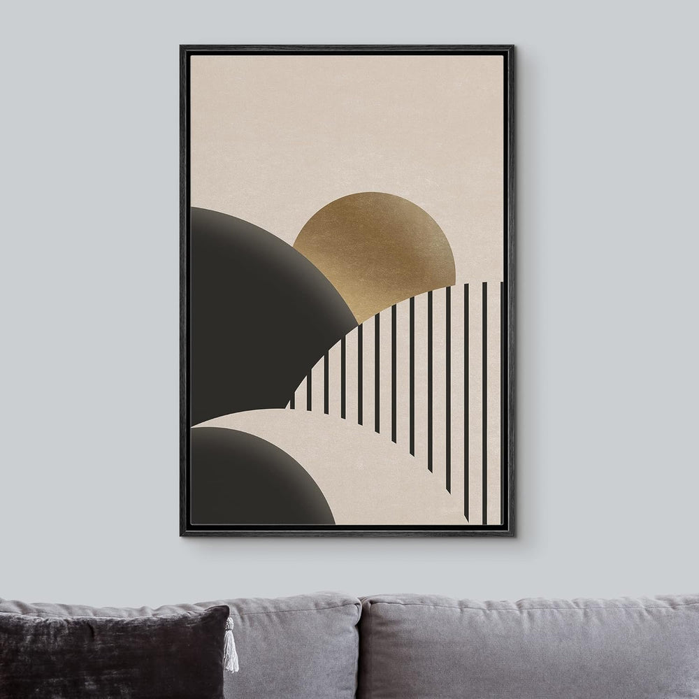 IDEA4WALL Framed Canvas Print Wall Art Sage Green Mid - Century Modern Color Blocks Abstract Shapes Illustrations Modern Art Decorative Minimalist Relax/Cozy Multicolor for Bedroom - 16"x24" Black - From Where - 