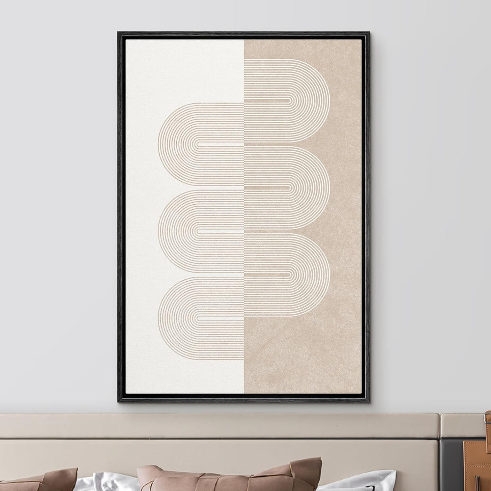 IDEA4WALL Framed Canvas Print Wall Art Sage Green Mid - Century Modern Color Blocks Abstract Shapes Illustrations Modern Art Decorative Minimalist Relax/Cozy Multicolor for Bedroom - 16"x24" Black - From Where - 