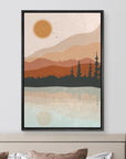 IDEA4WALL Framed Canvas Print Wall Art Sage Green Mid - Century Modern Color Blocks Abstract Shapes Illustrations Modern Art Decorative Minimalist Relax/Cozy Multicolor for Bedroom - 16"x24" Black - From Where - 