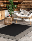 Striped Border Indoor/Outdoor Flatweave Rug
