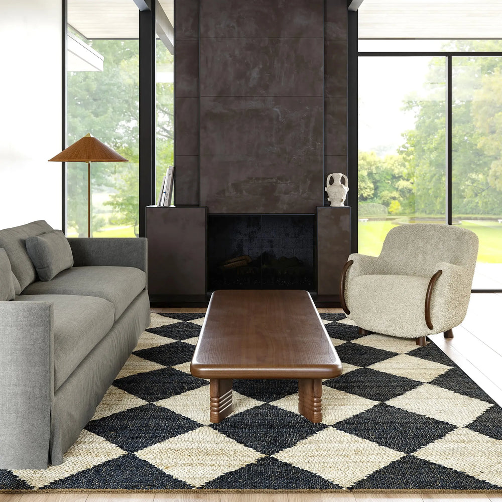 Louie Diamond Checkerboard Jute Rug