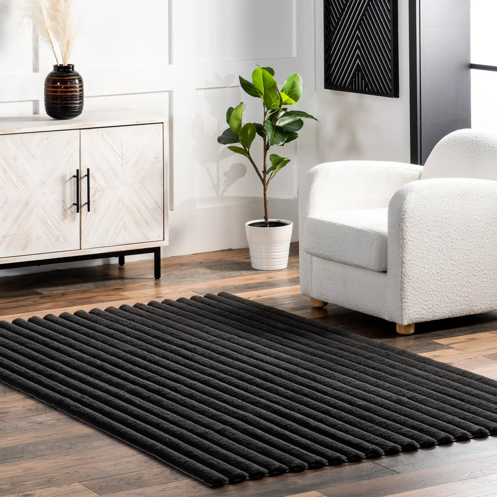 Kris Striped Plush Cloud Washable Rug