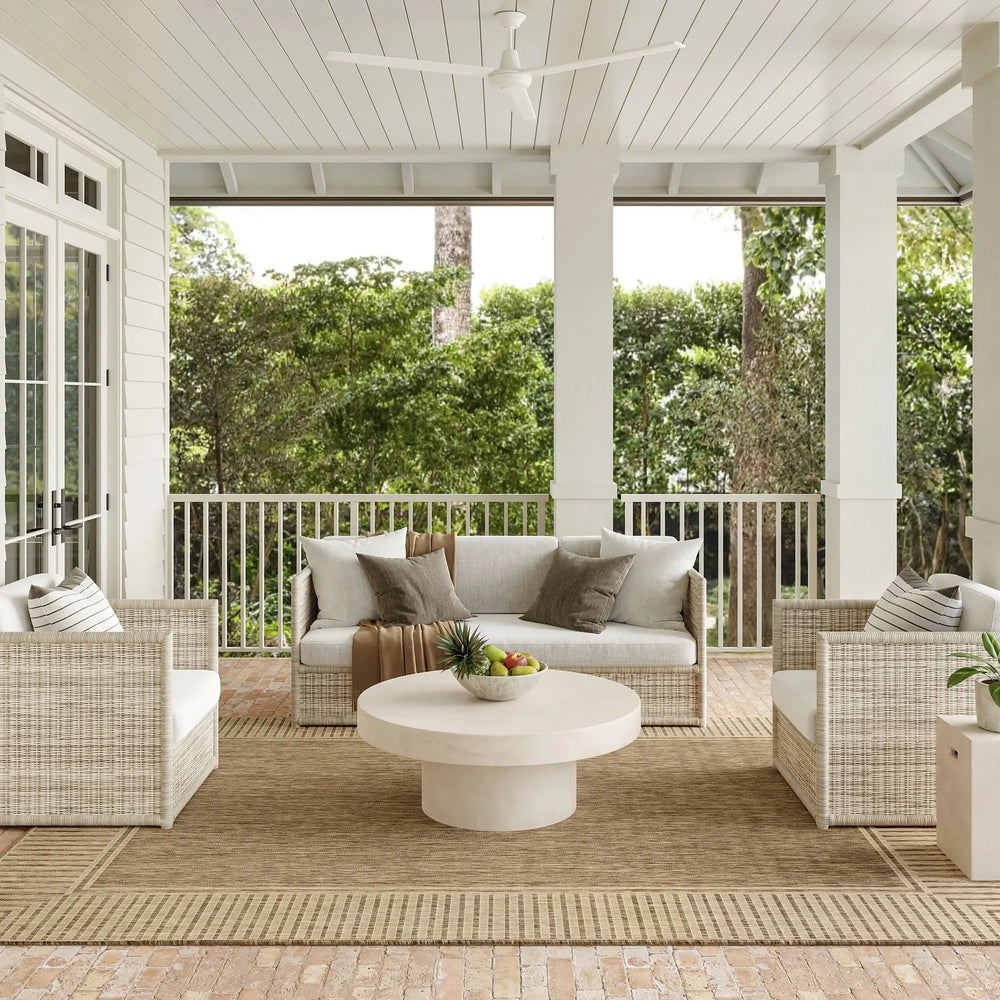 Striped Border Indoor/Outdoor Flatweave Rug