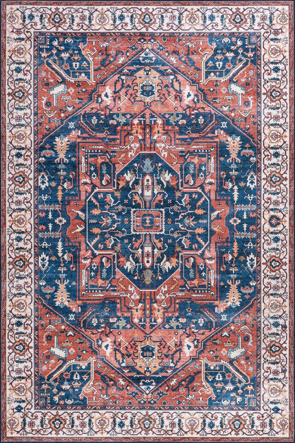 Atrium Medallion Spill Proof Washable Rug