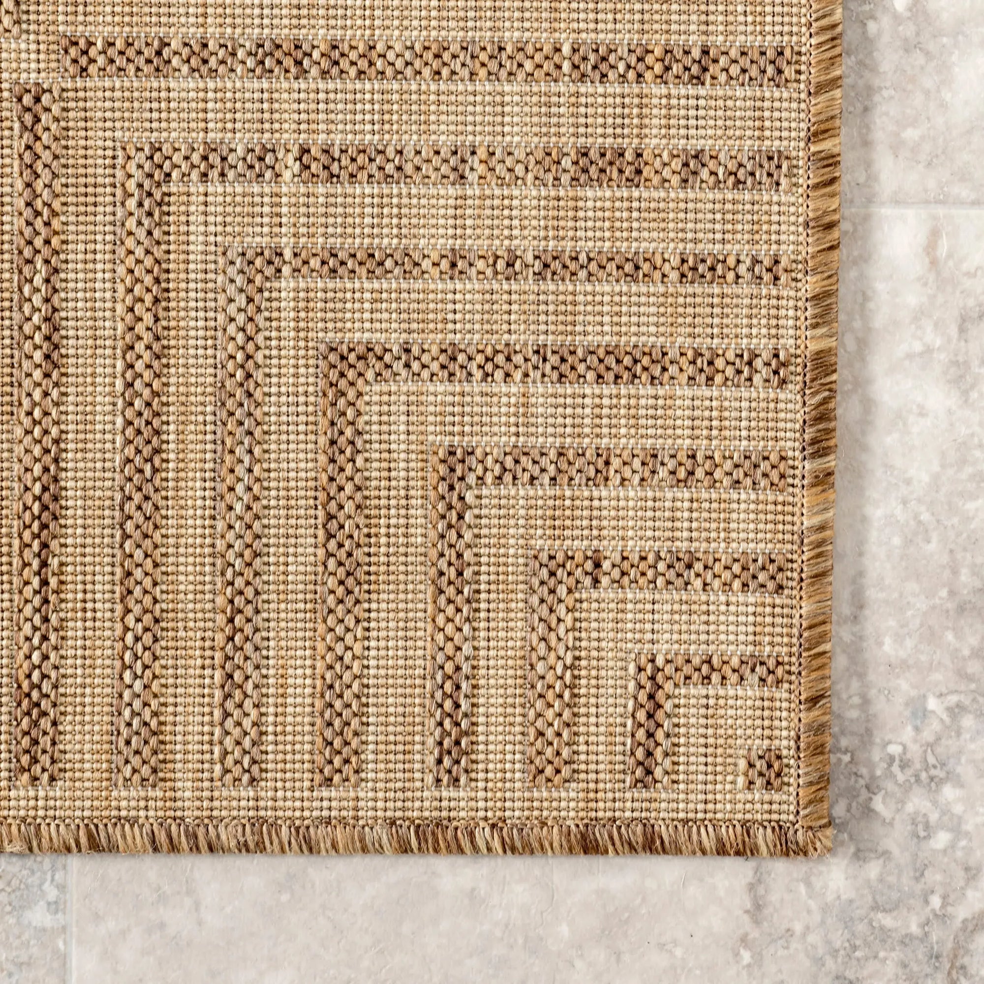 Striped Border Indoor/Outdoor Flatweave Rug