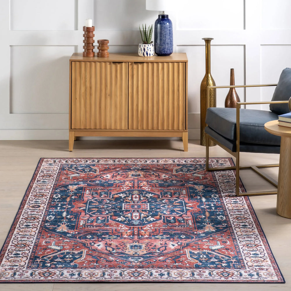 Atrium Medallion Spill Proof Washable Rug