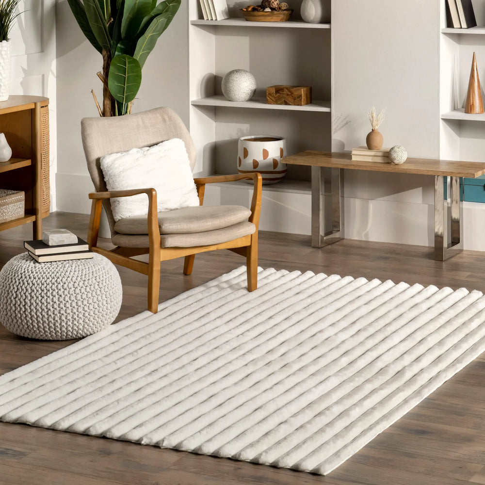 Kris Striped Plush Cloud Washable Rug