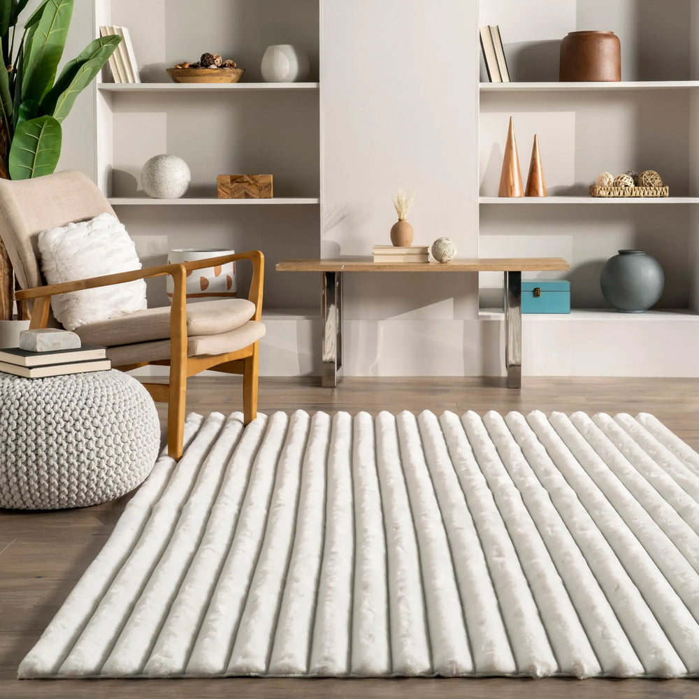 Kris Striped Plush Cloud Washable Rug