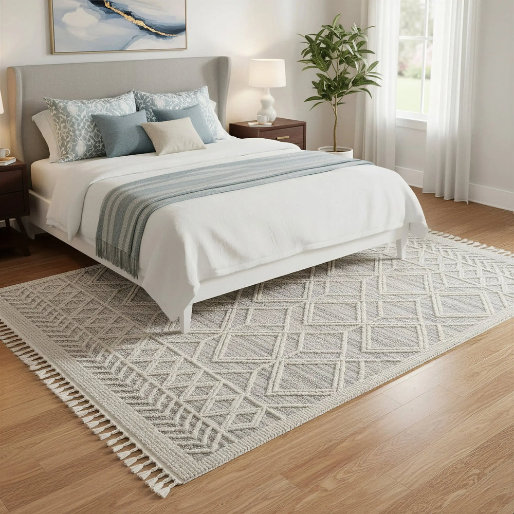 Shaggy Lattice Tassel Rug