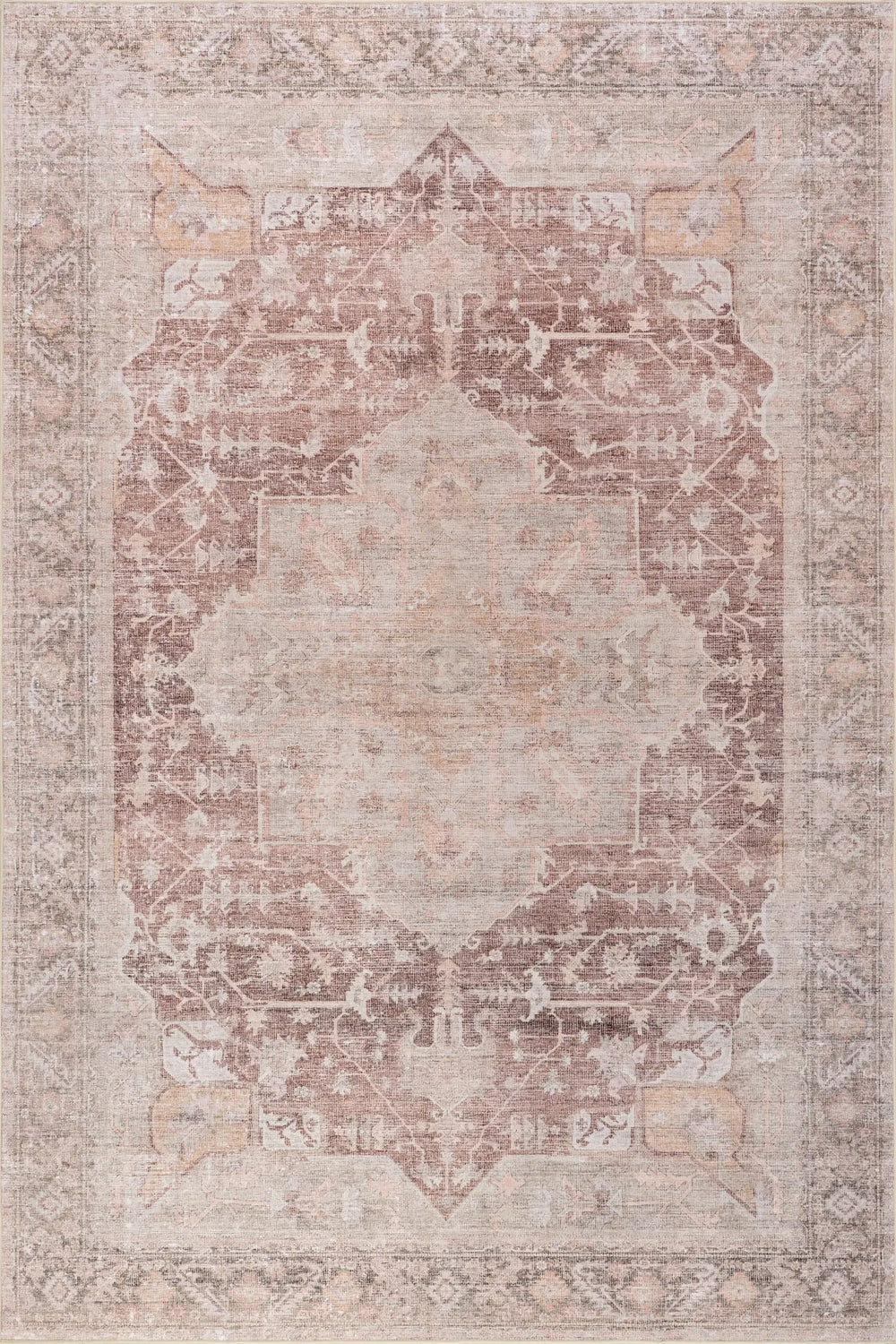 Ava Vintage Persian Spill Proof Washable Rug
