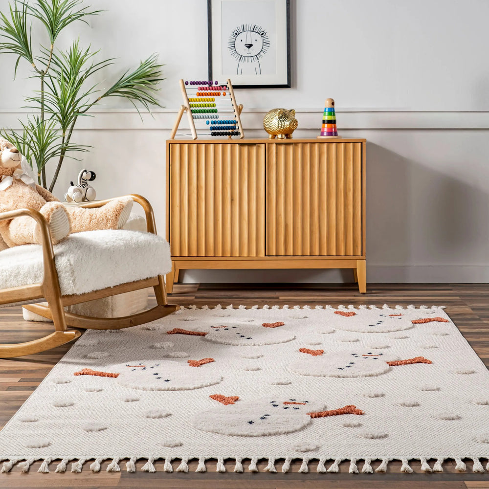 Freda Snowmen Tasseled Kids Rug
