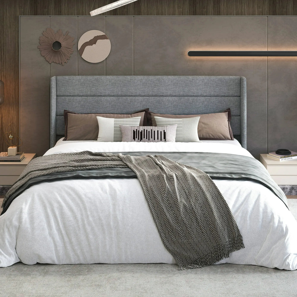 Wingback King Platform Bed with Storage