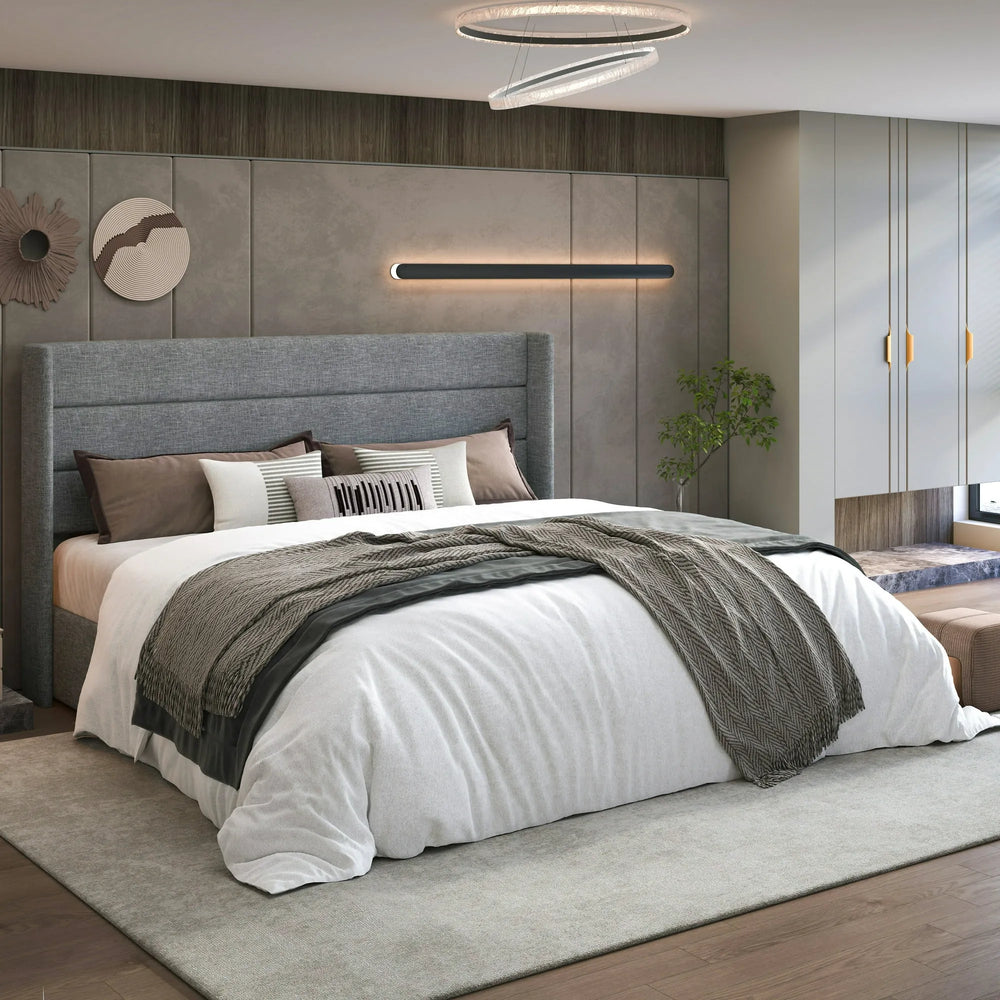 Wingback King Platform Bed with Storage