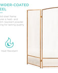 3-Panel Steel Mesh Gold Fireplace Screen