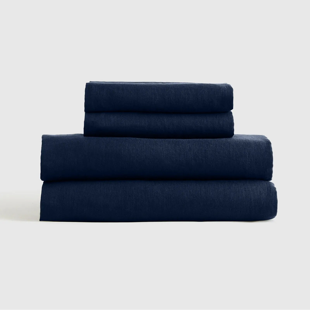 European Linen Sheet Set with Flat Sheet