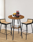 Bar Height Table with Rattan Shelf
