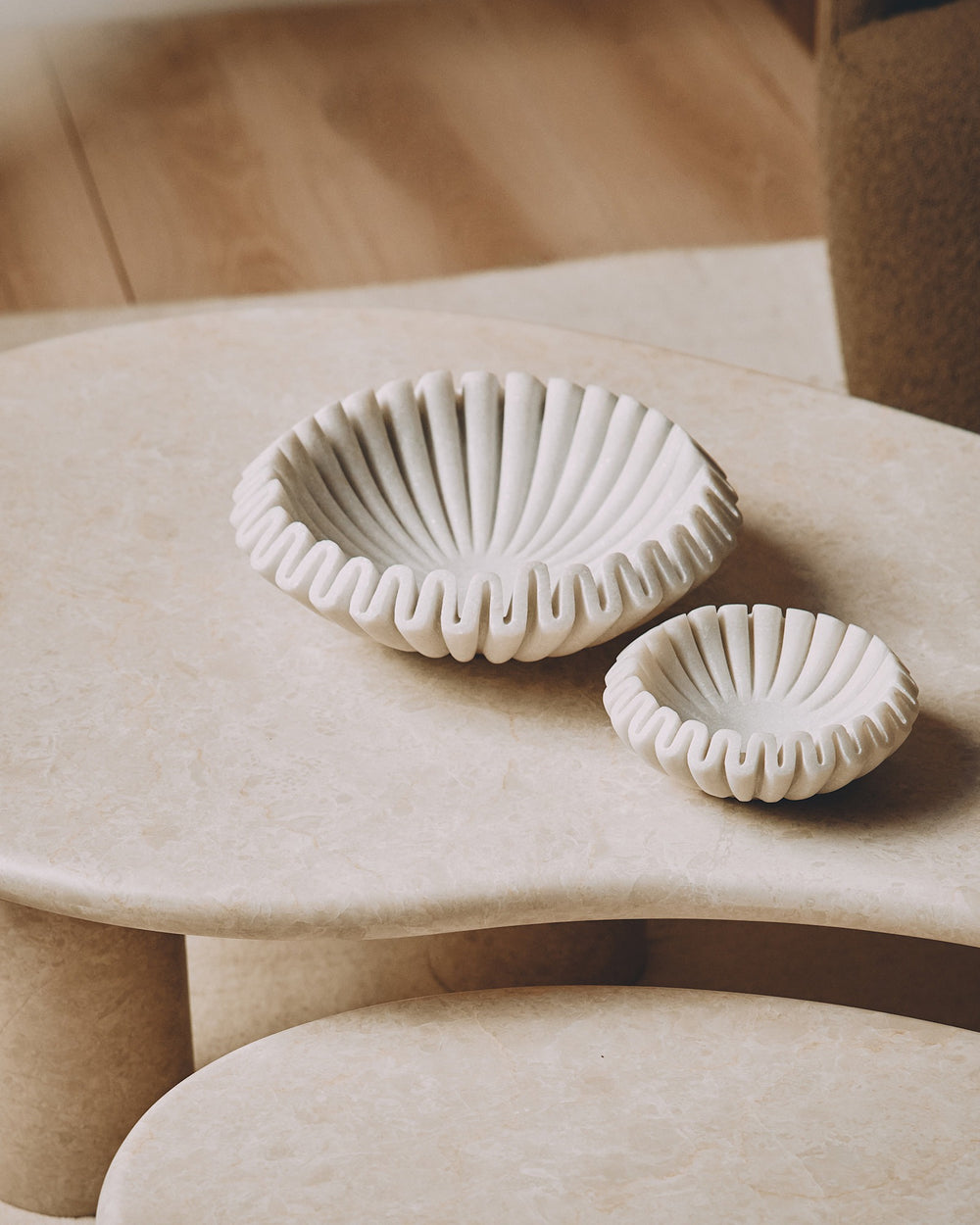 Handcrafted Fluted Marble Decorative Bowl