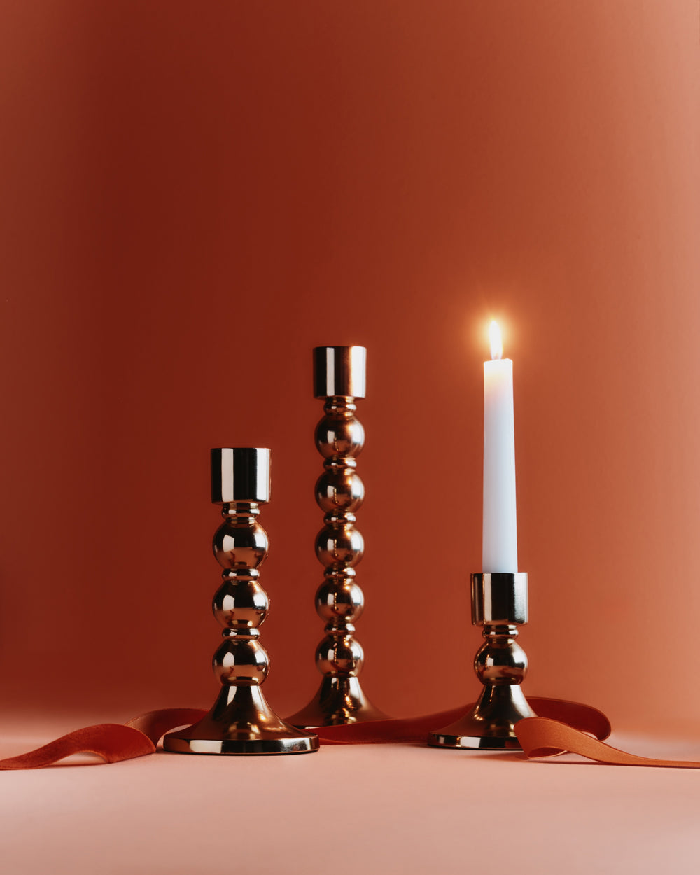 Brass Candlestick Holders (Set of 3)